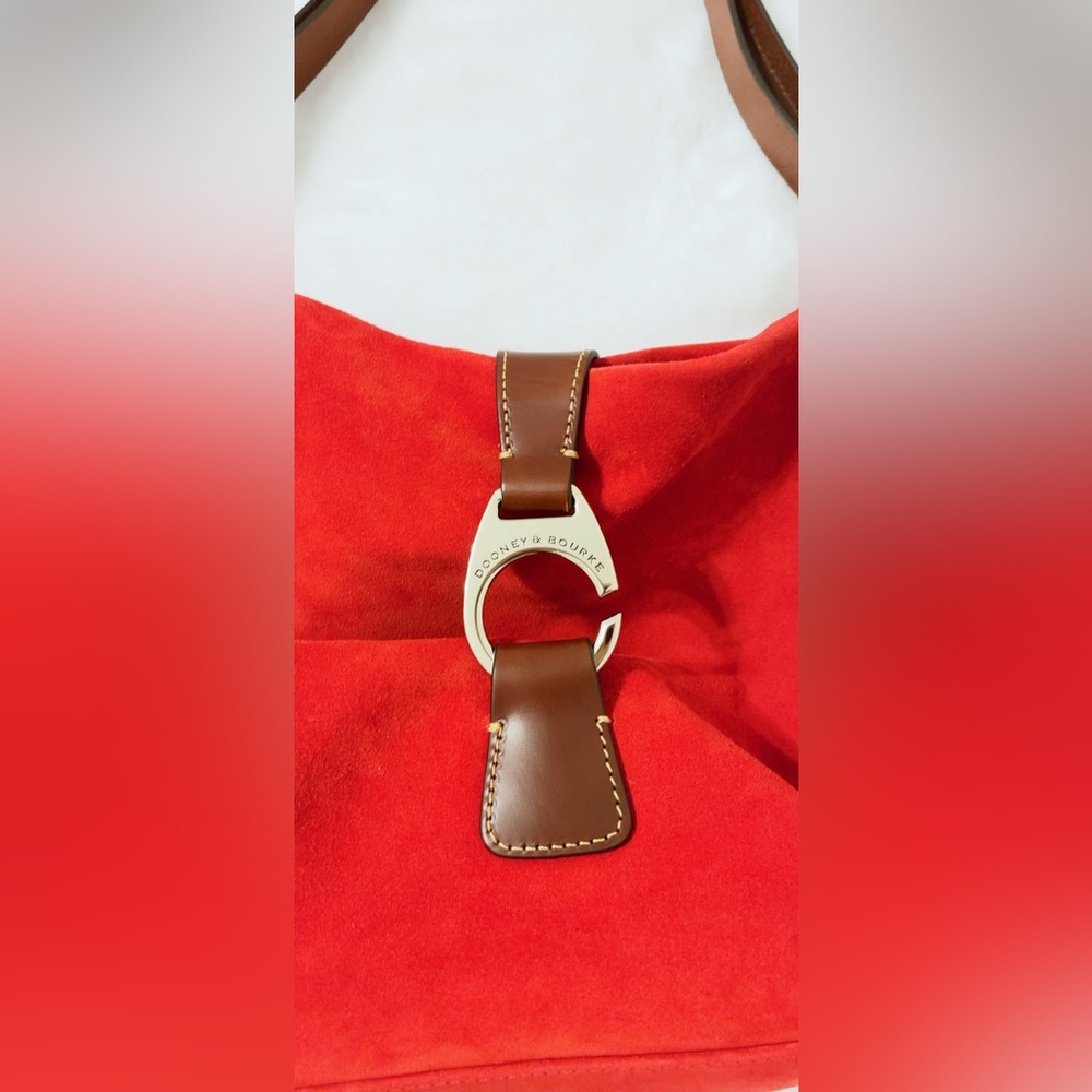 Dooney & Bourke Derby Suede Hobo - New Women | Color: Red/Gold | - Picture 3 of 13